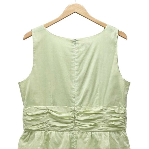 NWT Talbots Sleeveless Dress Women's Size 14 Tiered Ruffled Cotton Celery Green - Picture 5 of 12